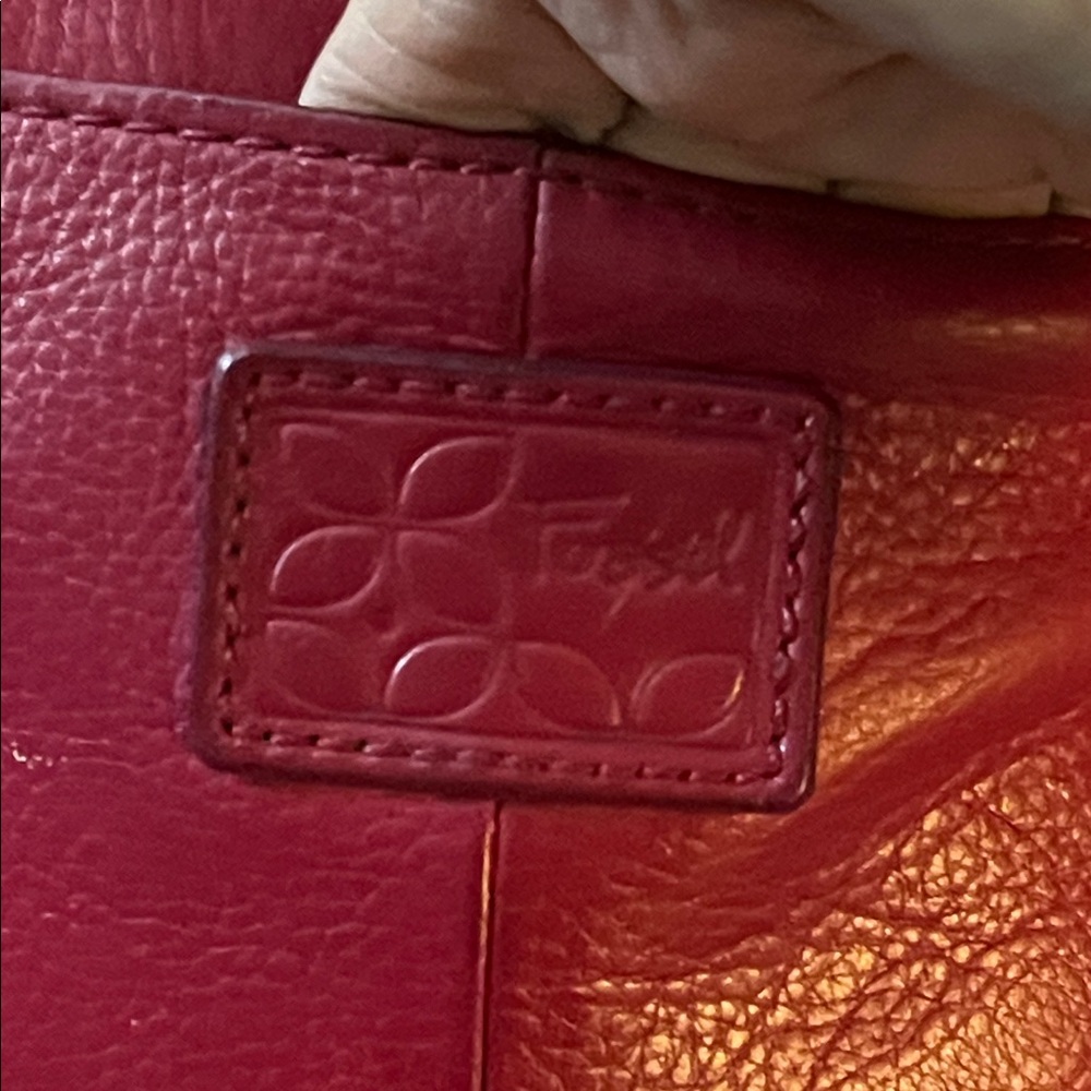 Fossil Deep Red Leather Crossbody  Messenger Bag - Picture 8 of 16